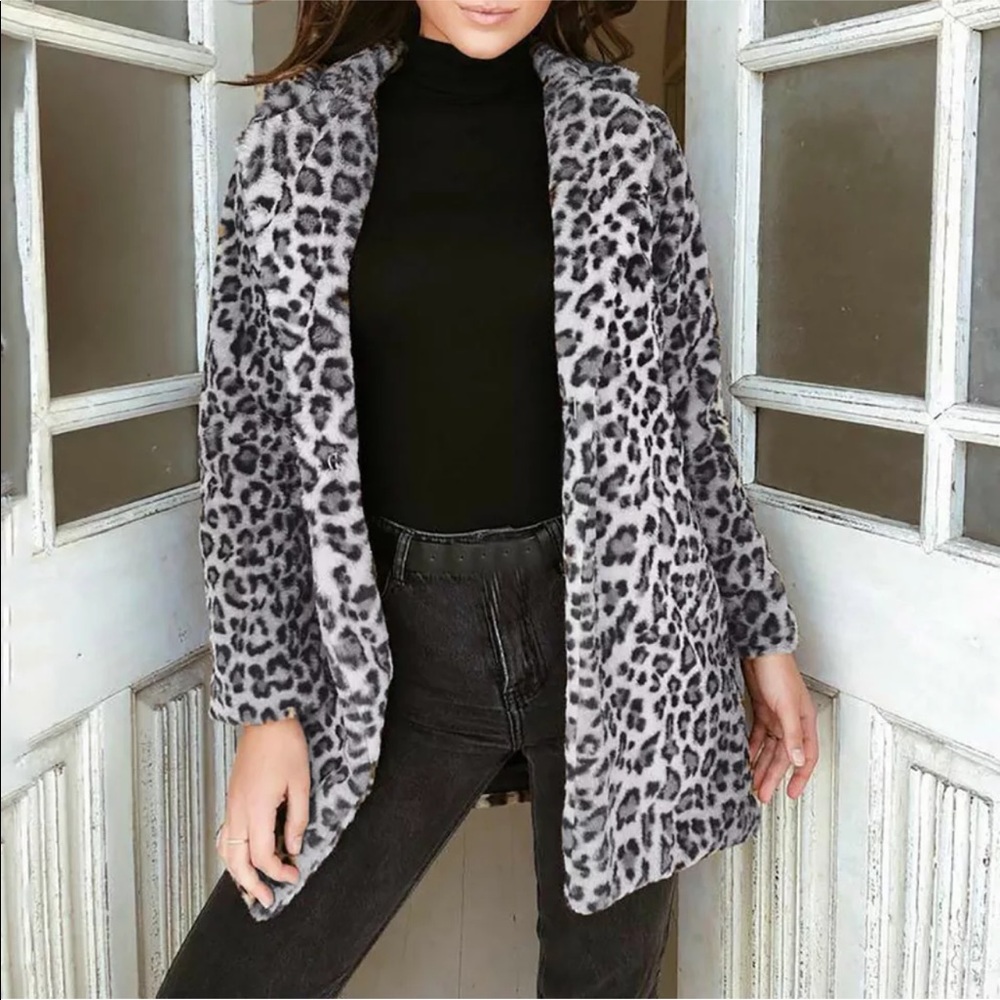 ANIMAL PRINT OR PINK FUR TEDDY  |Coat/Jacket | Leopard - Picture 5 of 5